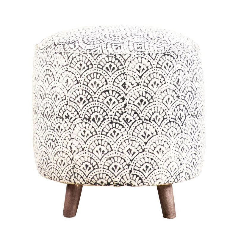 Round Upholstered Accent Stool - Silver-Washburn's Home Furnishings