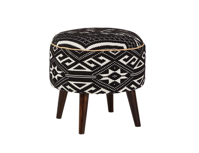 Round Upholstered Ottoman - Black-Washburn's Home Furnishings