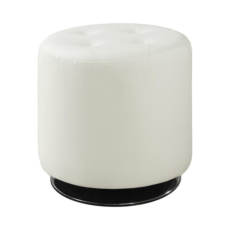 Round Upholstered Ottoman - White-Washburn's Home Furnishings