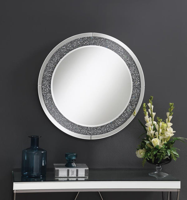 Round Wall Mirror With Led Lighting - Pearl Silver-Washburn's Home Furnishings