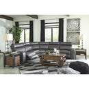 Samperstone - Gray - Left Arm Facing Power Recliner 5 Pc Sectional-Washburn's Home Furnishings