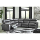 Samperstone - Gray - Left Arm Facing Power Recliner 5 Pc Sectional-Washburn's Home Furnishings