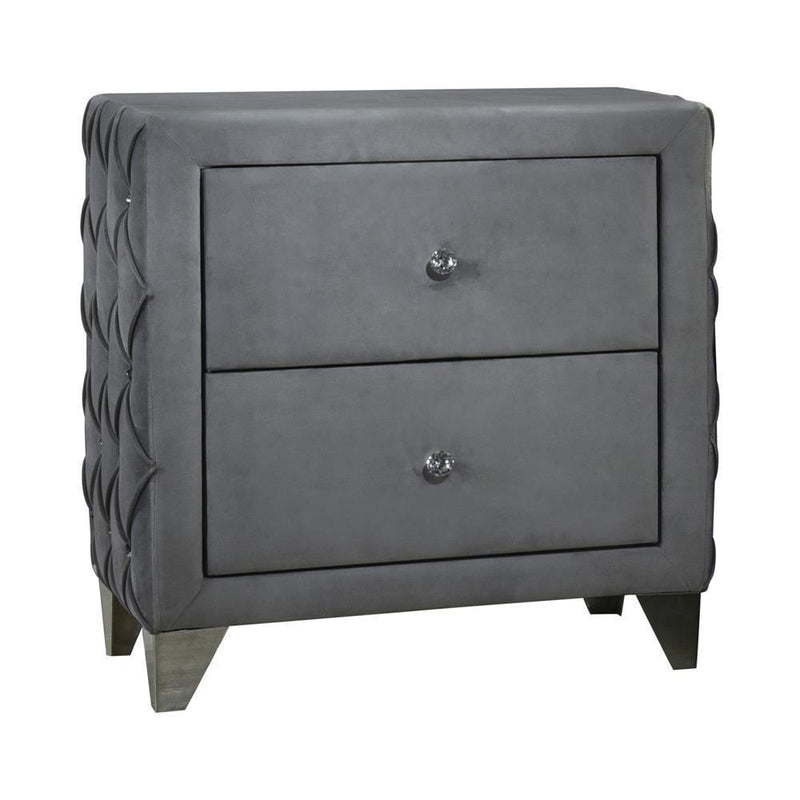 Sandboard - 2-drawer Button Tufted Nightstand - Gray-Washburn's Home Furnishings