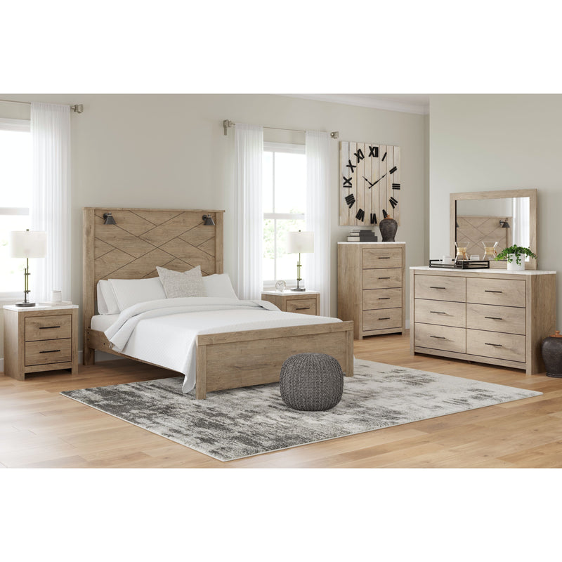 Senniberg - Light Brown/white - Queen Panel Bed-Washburn's Home Furnishings