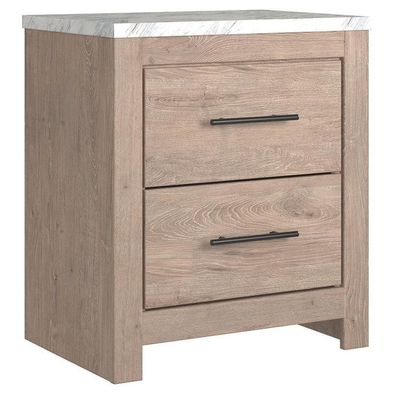 Senniberg - Light Brown/white - Two Drawer Night Stand-Washburn's Home Furnishings