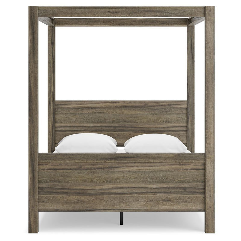 Shallifer - Brown - Queen Canopy Bed-Washburn's Home Furnishings