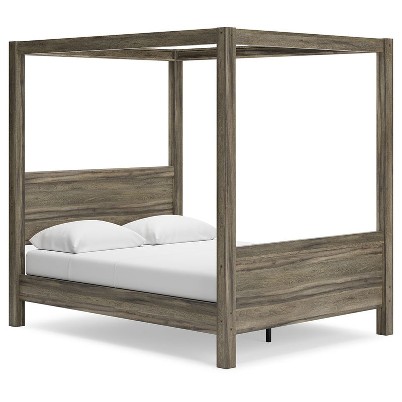 Shallifer - Brown - Queen Canopy Bed-Washburn's Home Furnishings