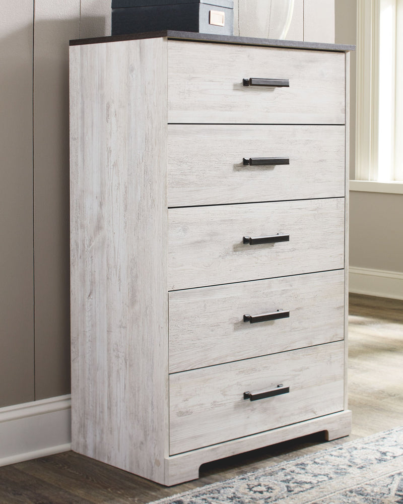 Shawburn - White / Black / Gray - Five Drawer Chest-Washburn's Home Furnishings