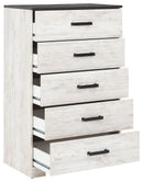 Shawburn - White / Black / Gray - Five Drawer Chest-Washburn's Home Furnishings