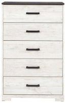 Shawburn - White / Black / Gray - Five Drawer Chest-Washburn's Home Furnishings