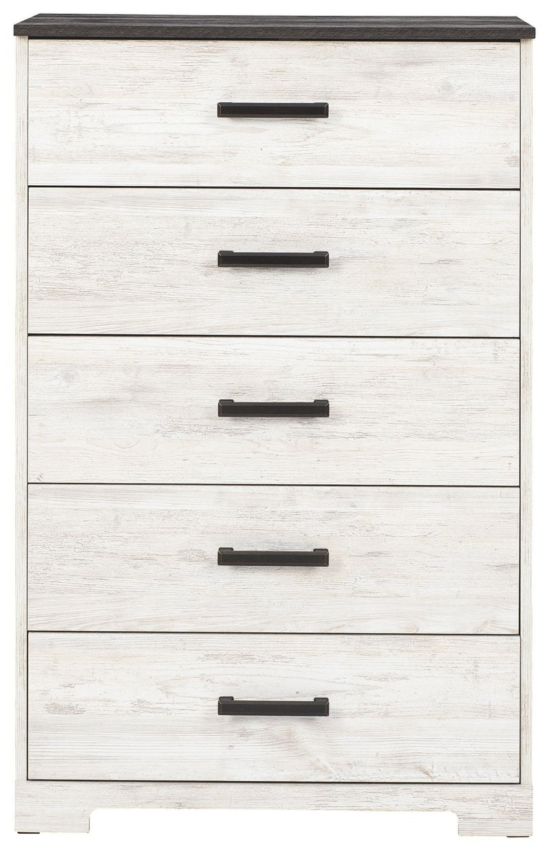 Shawburn - White / Black / Gray - Five Drawer Chest-Washburn's Home Furnishings