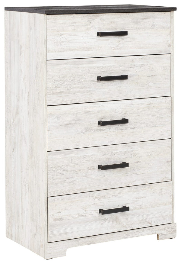 Shawburn - White / Black / Gray - Five Drawer Chest-Washburn's Home Furnishings