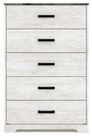 Shawburn - White / Black / Gray - Five Drawer Chest - Vinyl-wrapped-Washburn's Home Furnishings