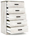 Shawburn - White / Black / Gray - Five Drawer Chest - Vinyl-wrapped-Washburn's Home Furnishings