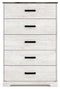 Shawburn - White / Black / Gray - Five Drawer Chest - Vinyl-wrapped-Washburn's Home Furnishings