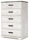 Shawburn - White / Black / Gray - Five Drawer Chest - Vinyl-wrapped-Washburn's Home Furnishings