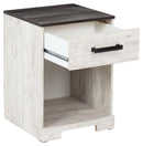 Shawburn - White / Black / Gray - One Drawer Night Stand - Open Cubby-Washburn's Home Furnishings