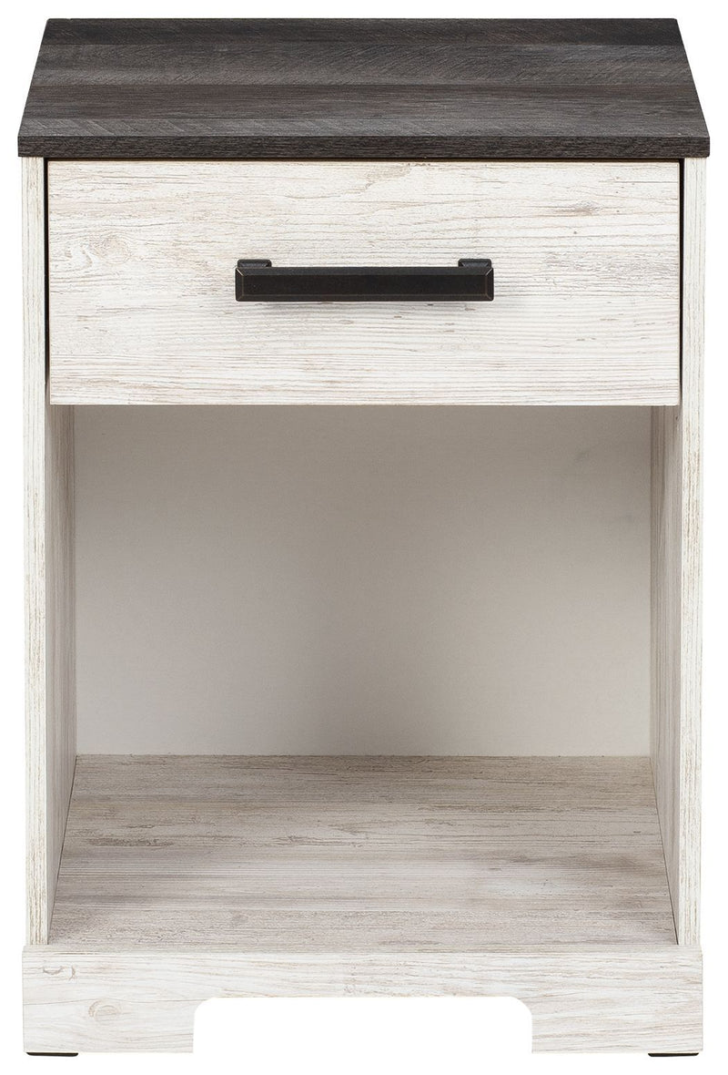 Shawburn - White / Black / Gray - One Drawer Night Stand - Open Cubby-Washburn's Home Furnishings