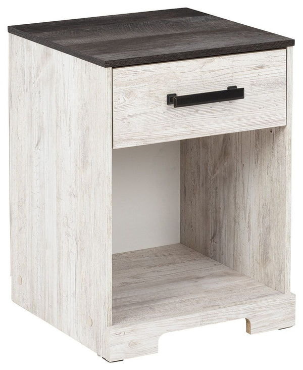 Shawburn - White / Black / Gray - One Drawer Night Stand - Open Cubby-Washburn's Home Furnishings