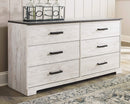 Shawburn - White / Black / Gray - Six Drawer Dresser-Washburn's Home Furnishings