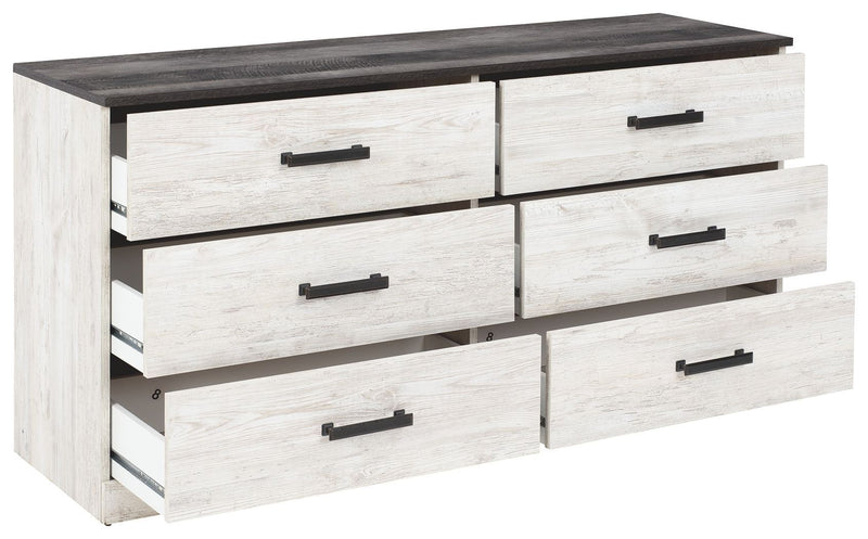 Shawburn - White / Black / Gray - Six Drawer Dresser-Washburn's Home Furnishings