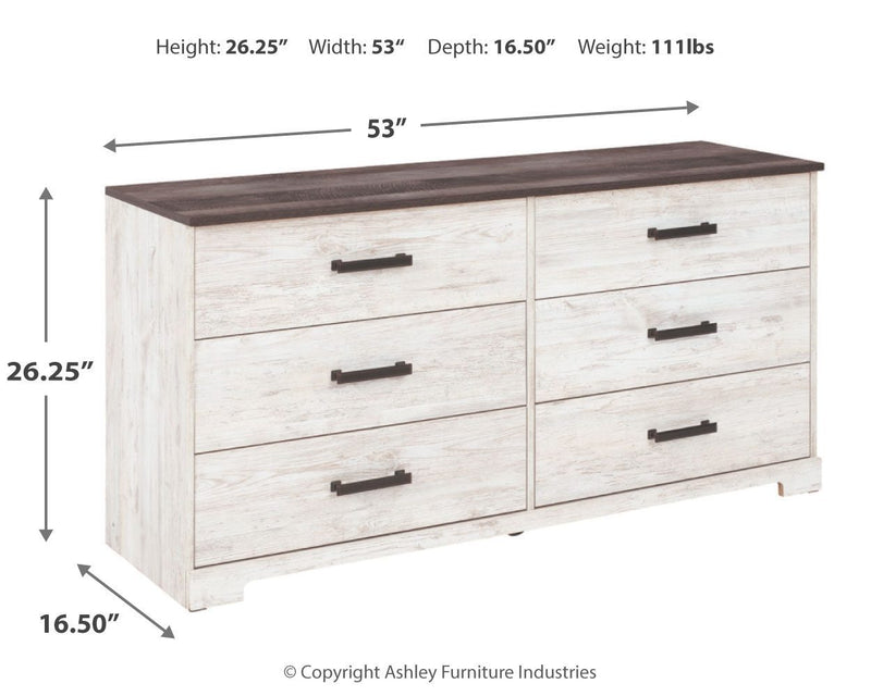 Shawburn - White / Black / Gray - Six Drawer Dresser-Washburn's Home Furnishings