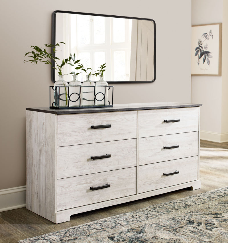 Shawburn - White / Black / Gray - Six Drawer Dresser-Washburn's Home Furnishings