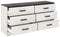 Shawburn - White / Black / Gray - Six Drawer Dresser - Pewter-tone Pulls-Washburn's Home Furnishings