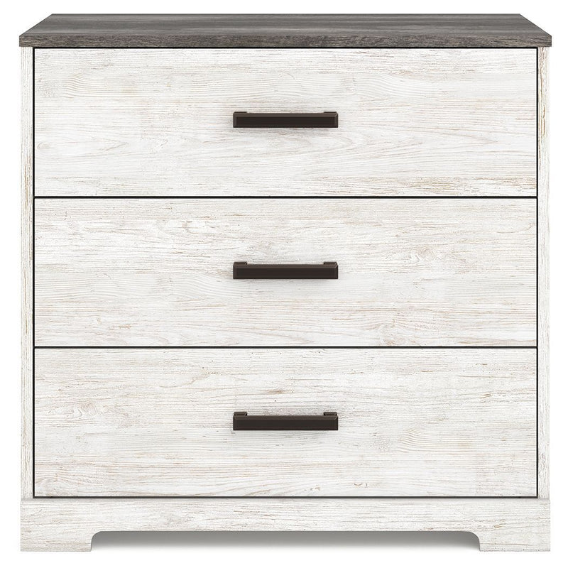 Shawburn - White/dark Charcoal Gray - Three Drawer Chest - Vinyl-wrapped-Washburn's Home Furnishings