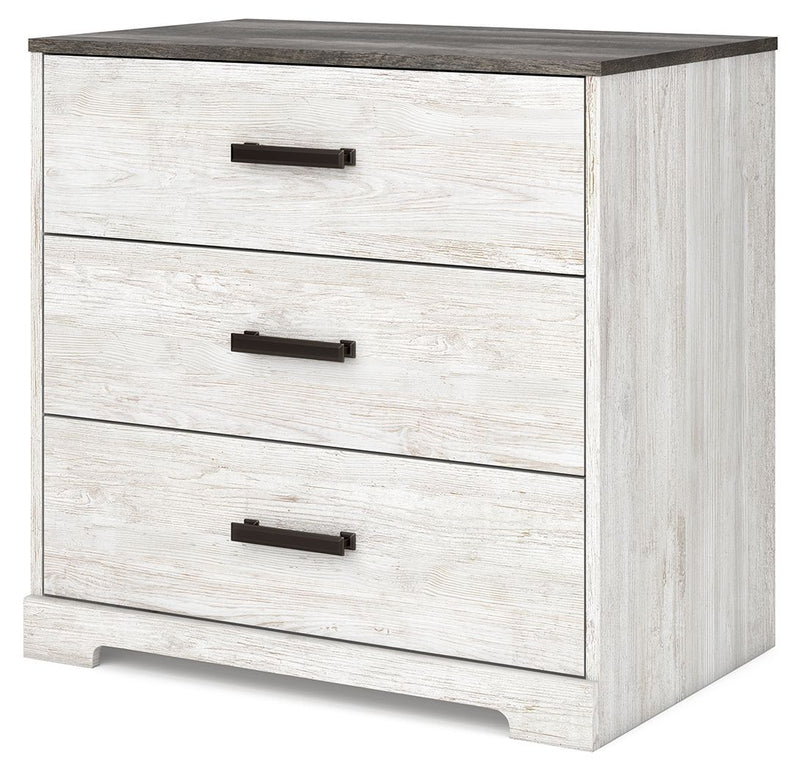 Shawburn - White/dark Charcoal Gray - Three Drawer Chest - Vinyl-wrapped-Washburn's Home Furnishings