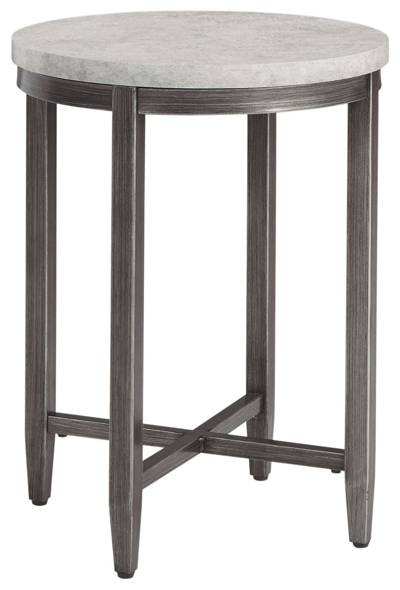 Shybourne - Gray/aged Bronze - Round End Table-Washburn's Home Furnishings