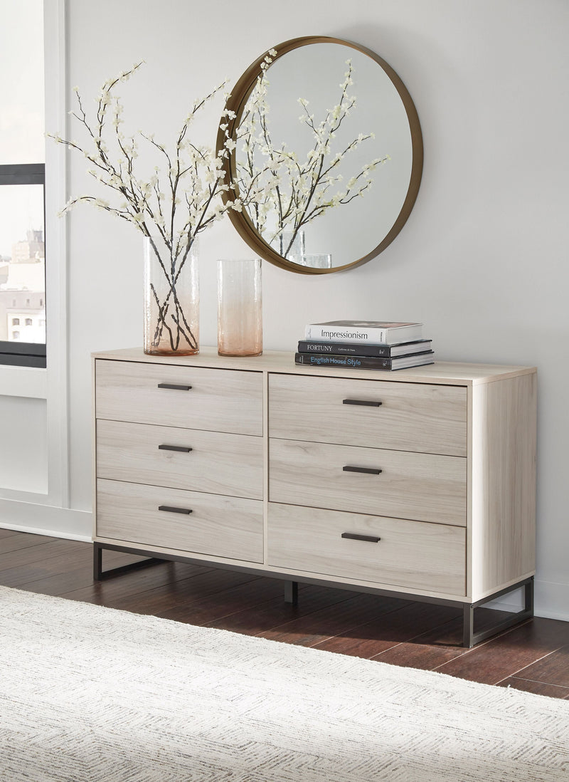 Socalle - Light Natural - Six Drawer Dresser - Vinyl-wrapped-Washburn's Home Furnishings