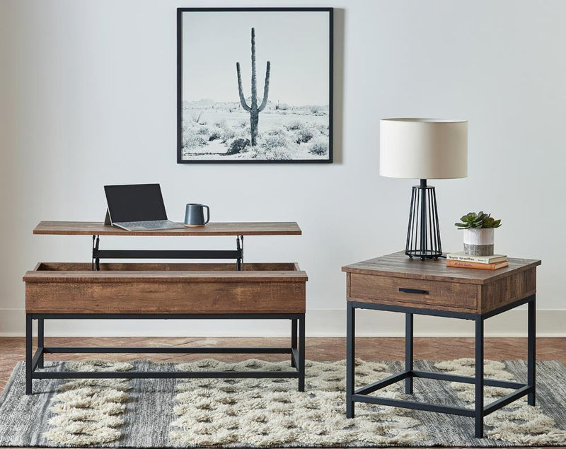 Square 1-drawer End Table - Brown-Washburn's Home Furnishings