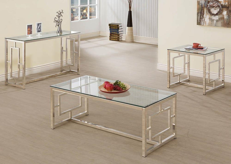 Square Tempered Glass Top End Table - Beige-Washburn's Home Furnishings