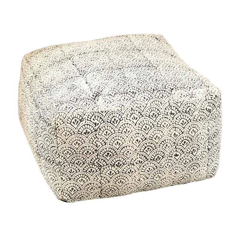 Square Upholstered Floor Pouf - White-Washburn's Home Furnishings