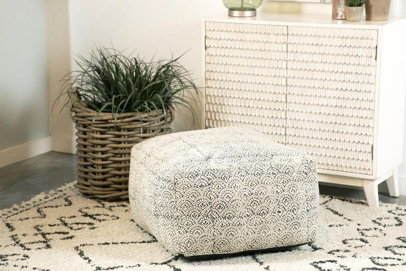 Square Upholstered Floor Pouf - White-Washburn's Home Furnishings