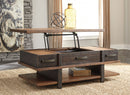 Stanah - Brown / Beige - Lift Top Cocktail Table-Washburn's Home Furnishings