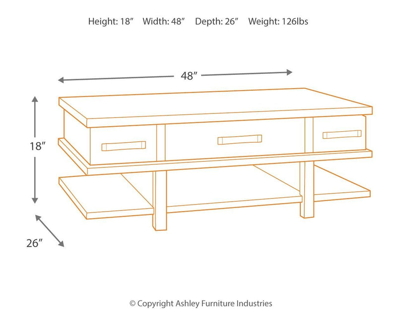 Stanah - Brown / Beige - Lift Top Cocktail Table-Washburn's Home Furnishings