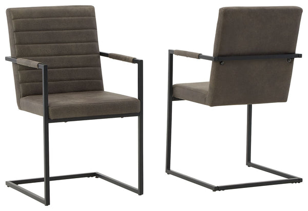 Strumford - Gray/black - Dining Arm Chair (set Of 2)-Washburn's Home Furnishings