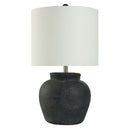 StyleCraft Arlo Cotta Rustic Cement Table Lamp in a Distressed Cream 26.5"H-Washburn's Home Furnishings