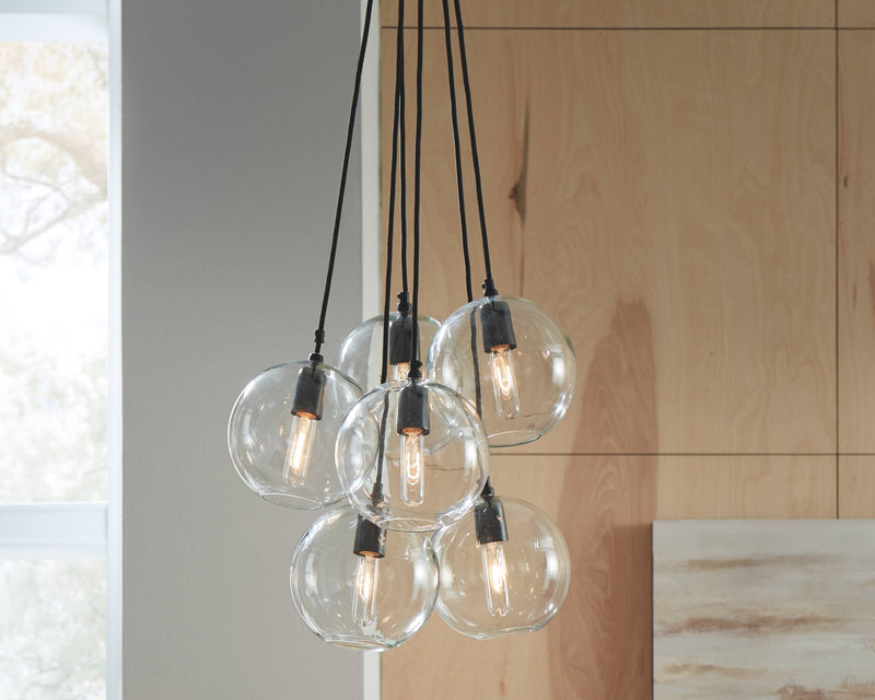 Sybil - Clear/black - Glass Pendant Light (1/cn)-Washburn's Home Furnishings