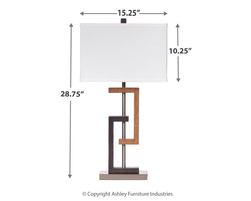 Syler - Brown/silver Finish - Poly Table Lamp (2/cn)-Washburn's Home Furnishings