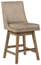 Tallenger - Beige - Uph Swivel Barstool (2/cn)-Washburn's Home Furnishings