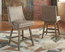 Tallenger - Beige - Uph Swivel Barstool (2/cn)-Washburn's Home Furnishings