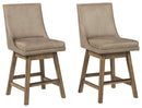 Tallenger - Beige - Uph Swivel Barstool (2/cn)-Washburn's Home Furnishings