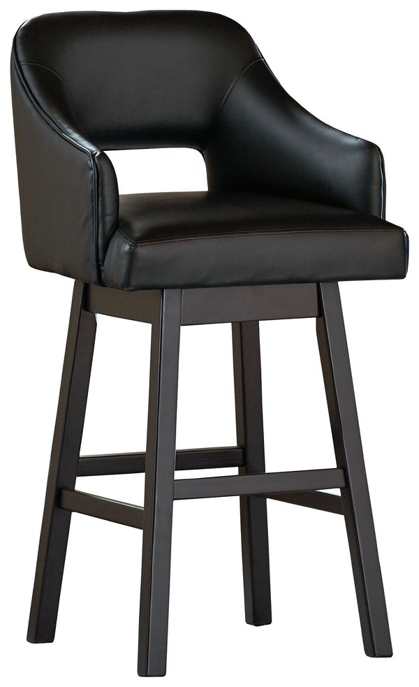 Tallenger - Black/dark Brown - Tall Uph Swivel Barstool(2/cn)-Washburn's Home Furnishings