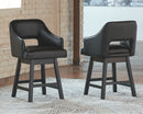 Tallenger - Black/dark Brown - Uph Swivel Barstool (2/cn)-Washburn's Home Furnishings