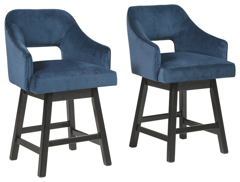 Tallenger - Blue/dark Brown - Counter Height Bar Stool (set Of 2)-Washburn's Home Furnishings