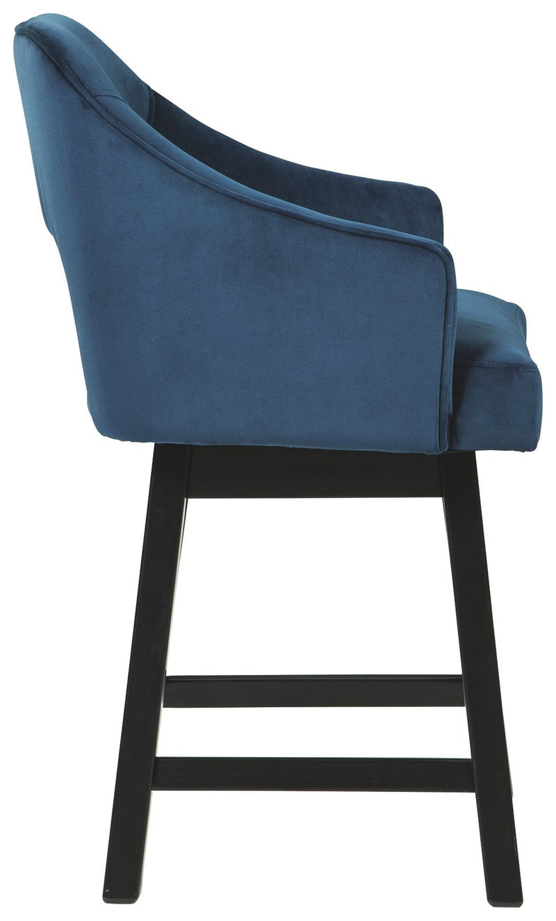 Tallenger - Blue/dark Brown - Uph Swivel Barstool (2/cn)-Washburn's Home Furnishings