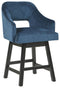 Tallenger - Blue/dark Brown - Uph Swivel Barstool (2/cn)-Washburn's Home Furnishings